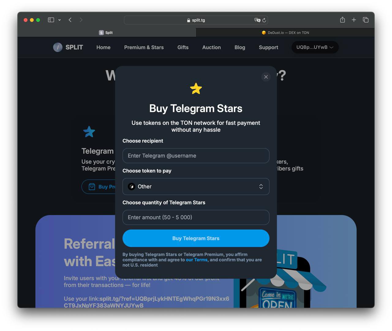 Split.tg: Service for Buying Telegram Stars and Premium