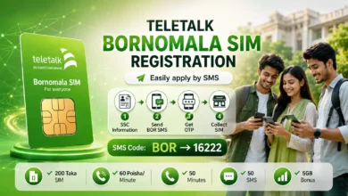 Teletalk Bornomala Sim Registration 2026 process via SMS using BOR to 16222