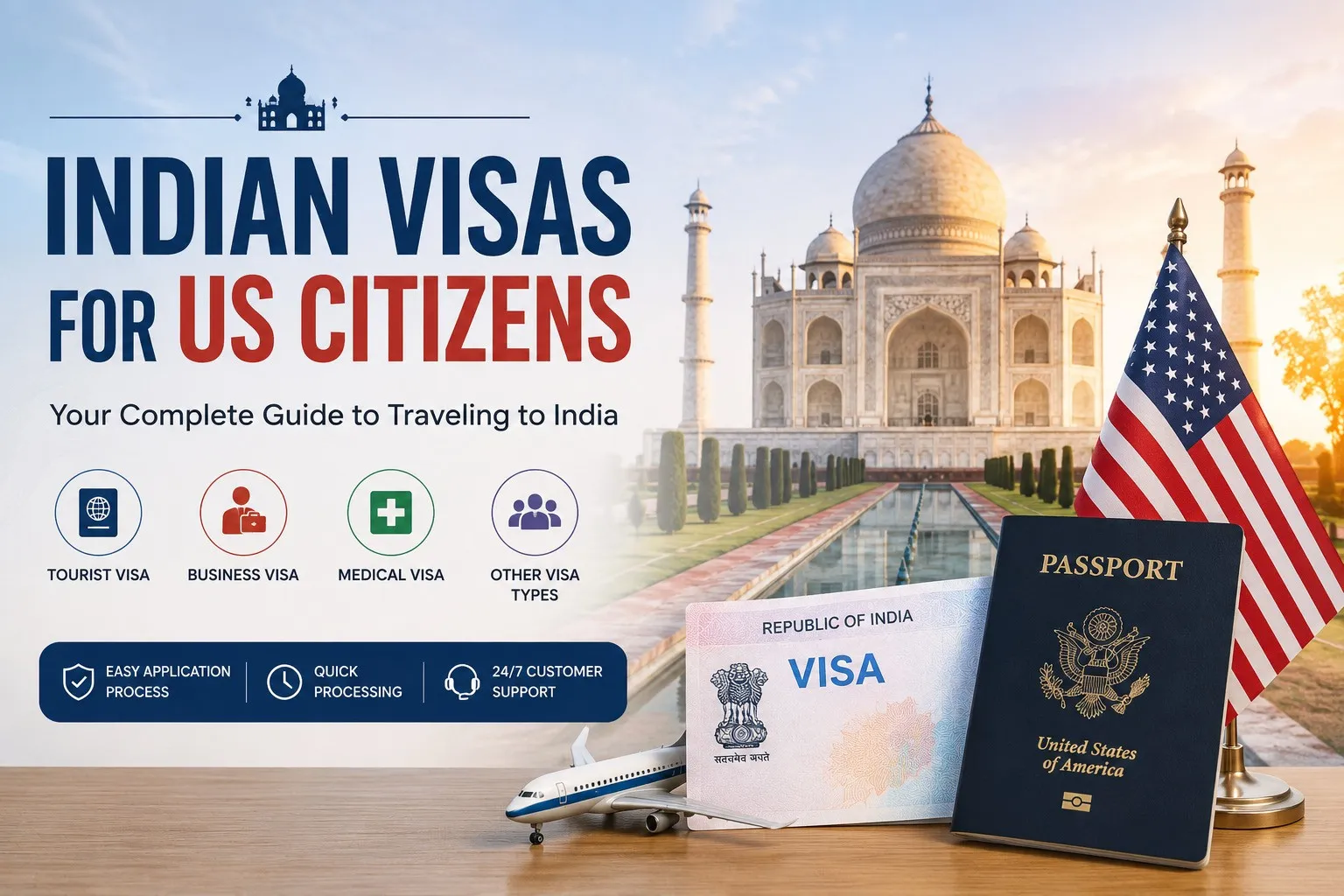 Indian visas for US citizens showing e-Visa and regular visa application options