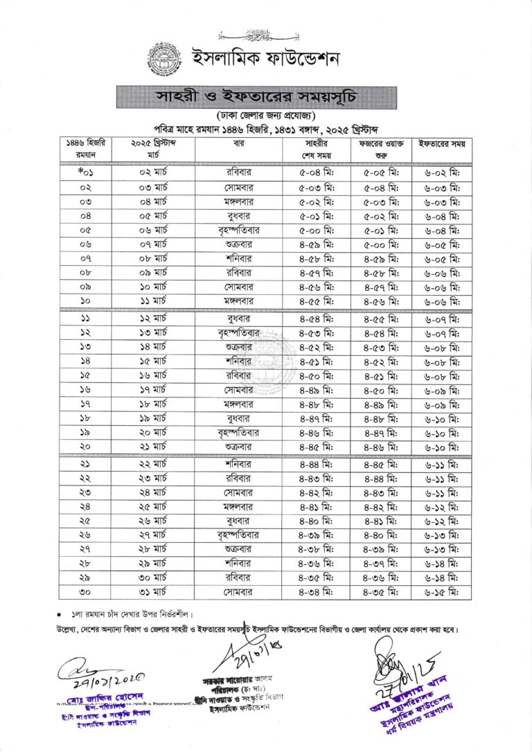 ramadan calendar 2025 islamic foundation bangladesh pdf